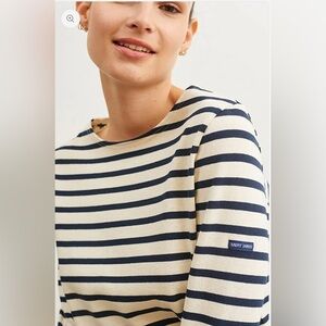 Saint James Meridame Cotton Sweater in camel and ecru size 8